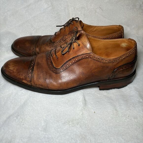 Martin Dingman Cambridge Cap Toe Oxford Dress Shoe Mens 9.5 Brown Whiskey Brogue main image 9